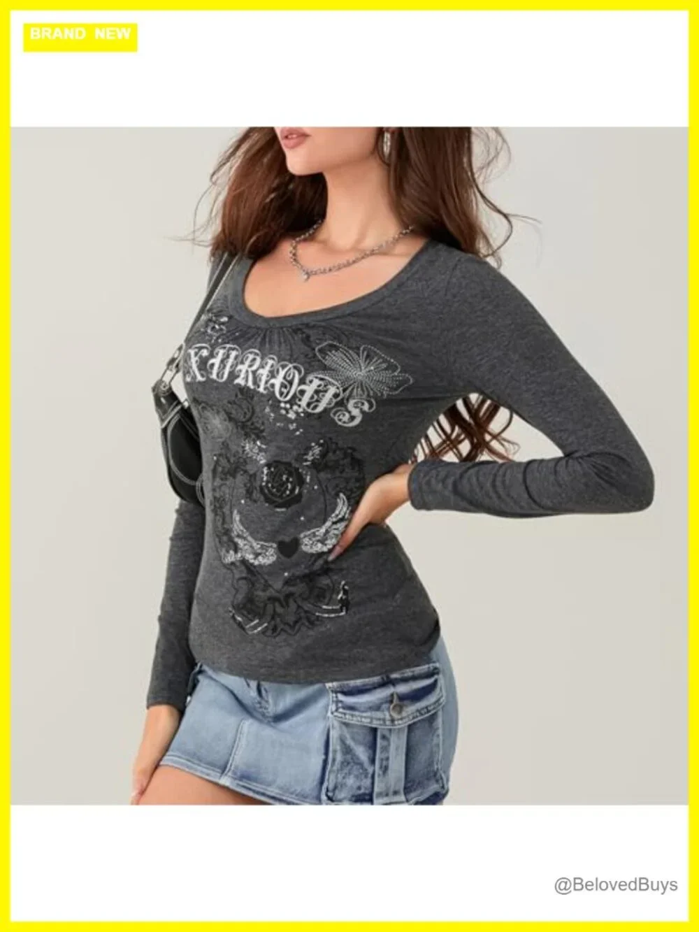 Women's Y2K Goth Long Sleeve Graphic Tee Punk Gothic Top